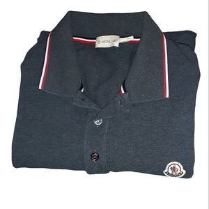 Moncler LS "Maglia polo Manica Lunga" - dark grey , tri tipped collar / cuffs